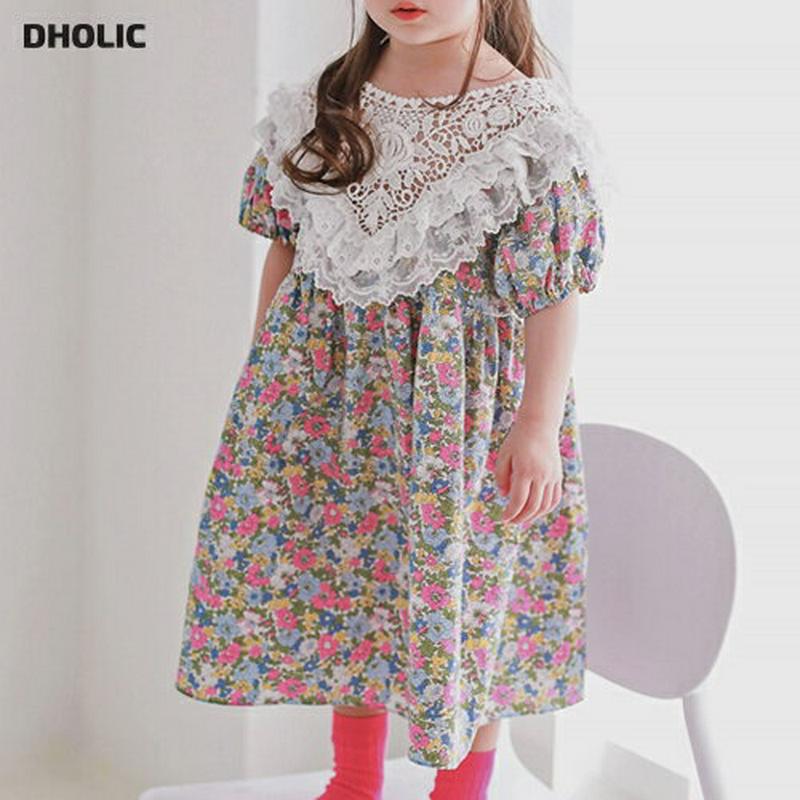 レースフリル花柄ワンピース p001617 キッズ 【3~8才】【ops】【韓国 ファッション ワンピース フレアワンピース A