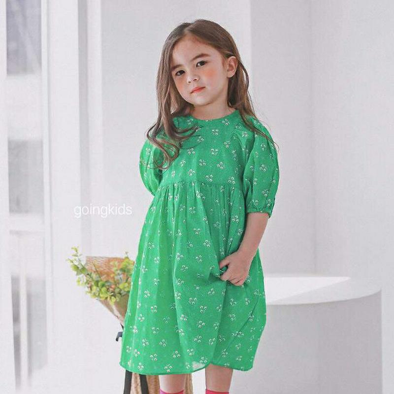 花柄ワンピース p001609 キッズ 【3~8才】【ops】【韓国 ファッション ワンピース フレアワンピース Aライン フレ