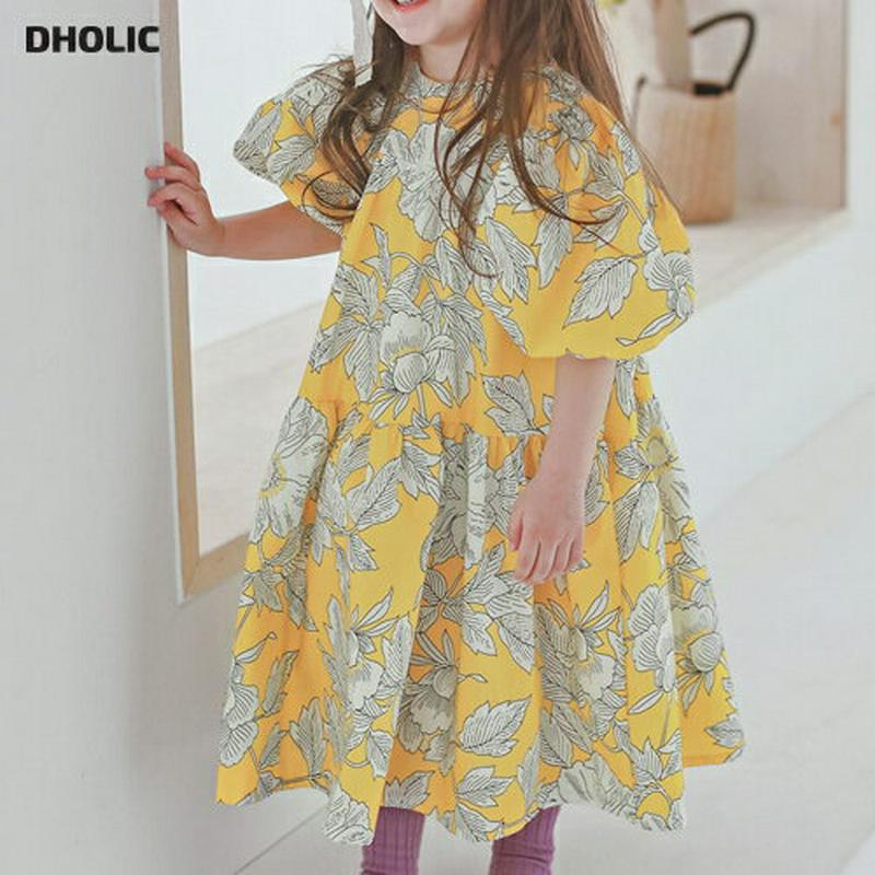 リーフパターンパフワンピース p001615 キッズ 【3~8才】【ops】【ワンピース フレアワンピース Aライン フレア 半袖 ハーフスリーブ ラウンドネック パンチング パターン 柄 お姫様 コットン100 子供 学生服 ジュニア服 ジュニア 春 夏】【KIDS】