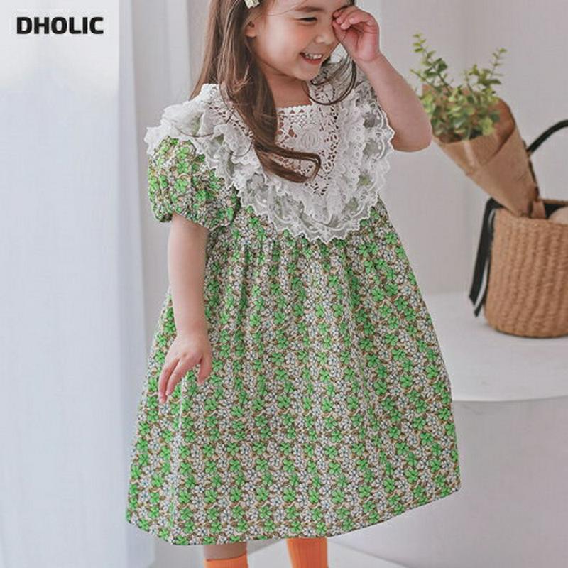 レースフリルフラワーワンピース p001620 キッズ 【3~8才】【ops】【韓国 ファッション ワンピース フレアワンピース