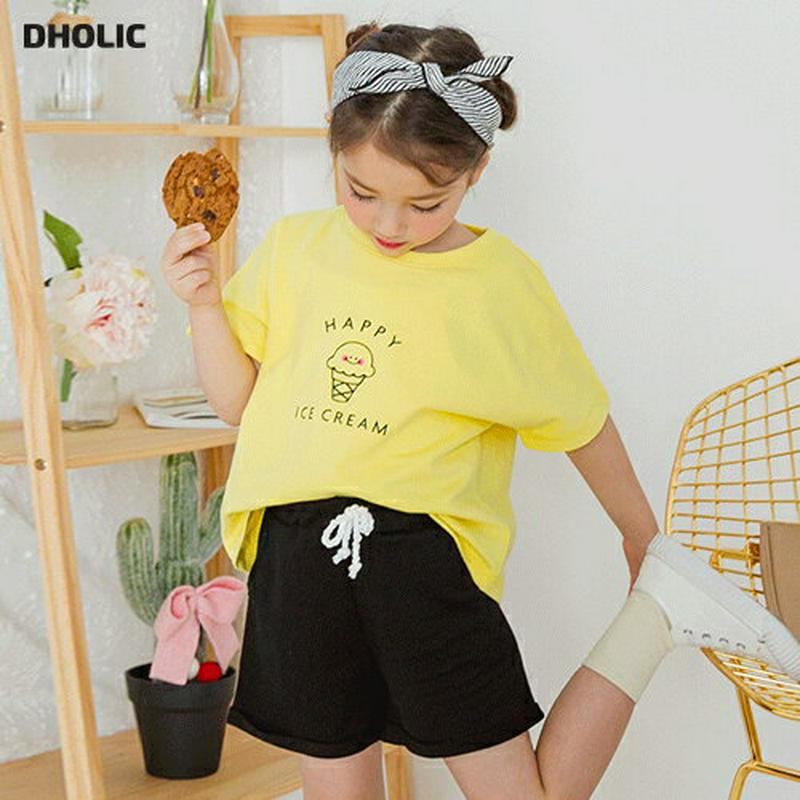 アイスクリームTシャツ&パンツSET(イエロー) p001805 キッズ 【3~8才】【SET】【韓国 ファッション セット T