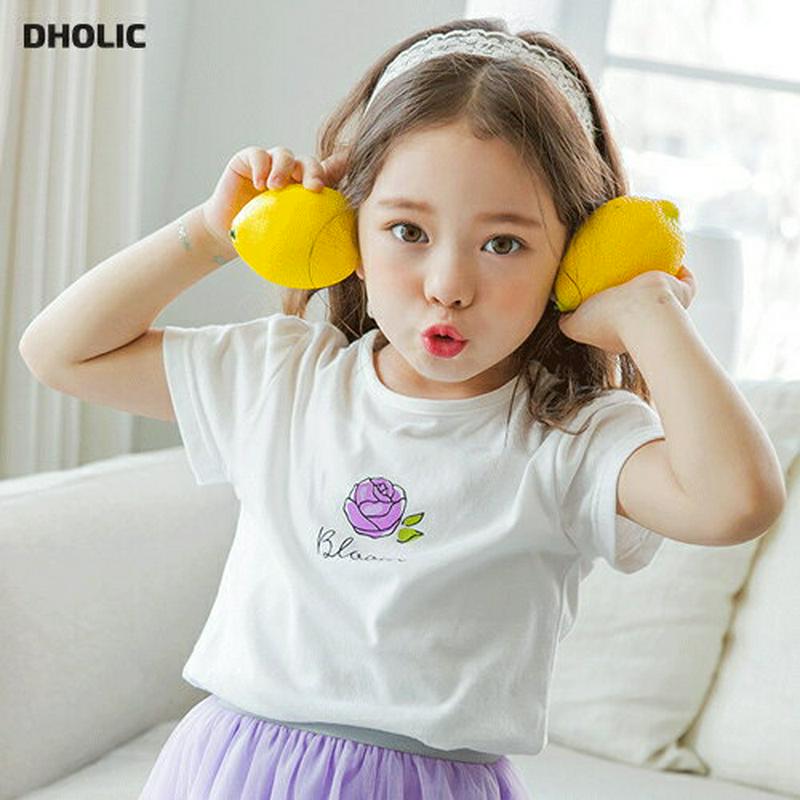 フラワープリント半袖Tシャツ p001833 キッズ 【3~8才】【tops】【韓国 ファッション トップス Tシャツ カットソ