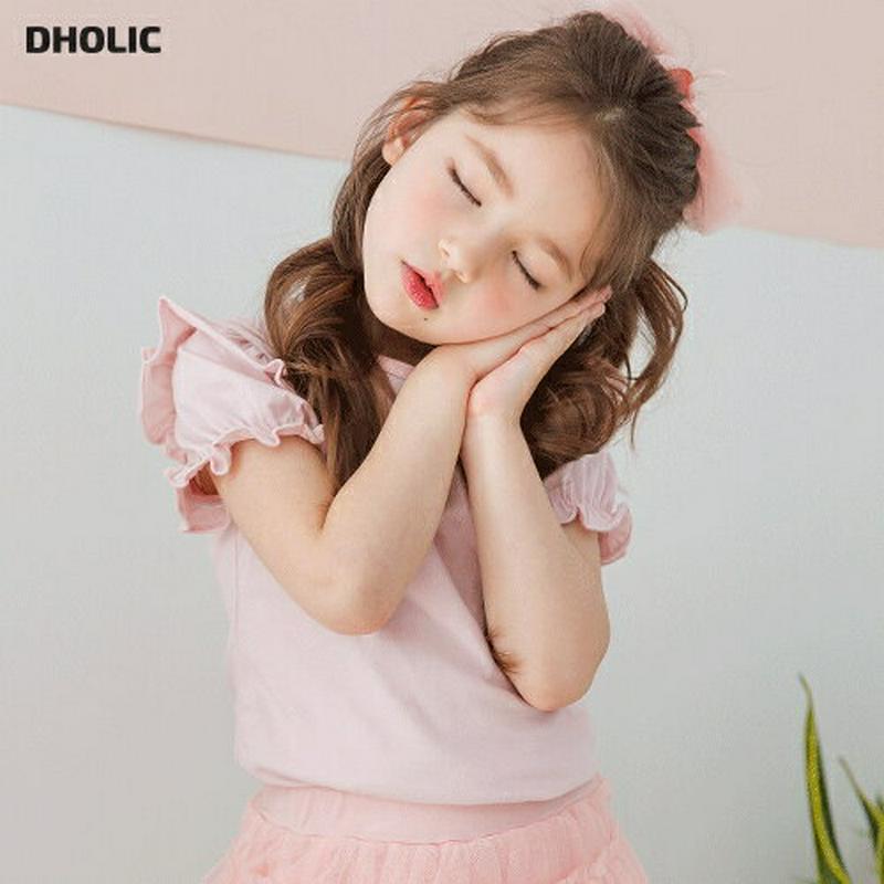 フリルスリーブTシャツ p001812 キッズ 【3~8才】【tops】【韓国 ファッション トップス Tシャツ カットソー ラ
