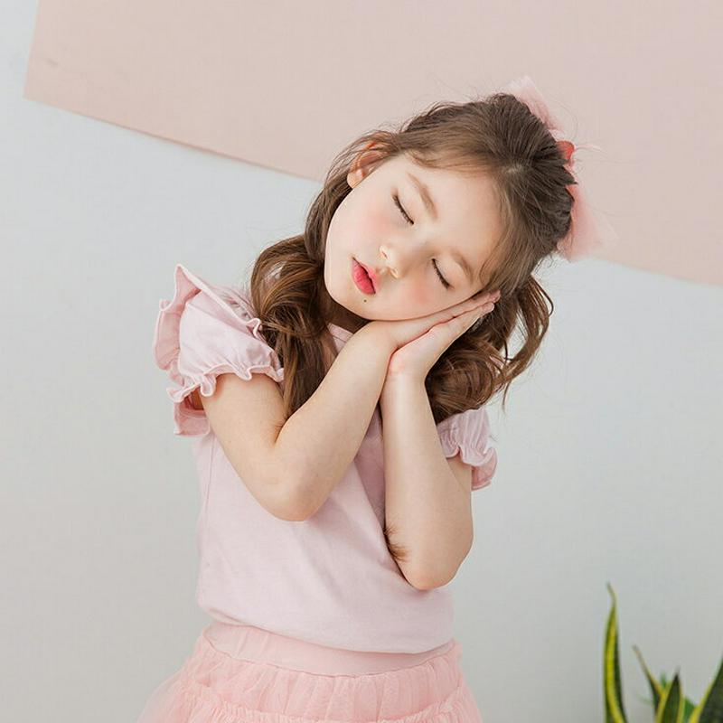 フリルスリーブTシャツ p001812 キッズ 【3~8才】【tops】【韓国 ファッション トップス Tシャツ カットソー ラ
