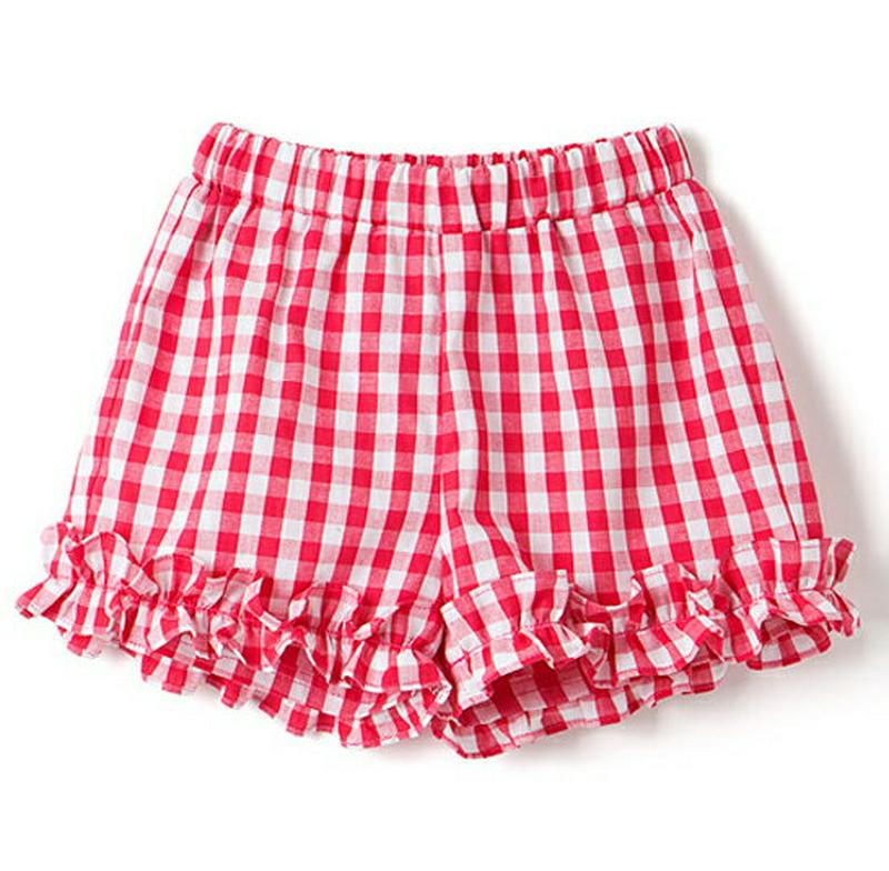 フリルヘムチェックパンツ・p002103 キッズ【3~8才】【pt】【パンツ ズボン ボトムス 短パン ショートパンツ チェック チェック柄 ギンガムチェック フリル 可愛い かわいい ガーリー 女の子 子供 こども 子供服 こども服】【KIDS】