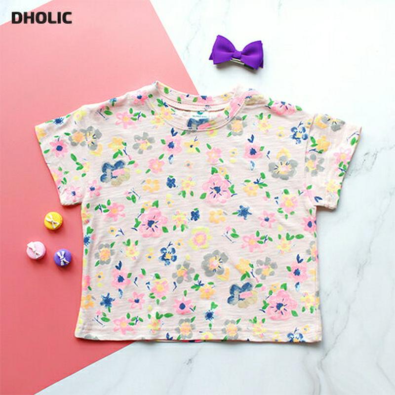 花柄半袖Tシャツ p001957 キッズ 【3~8才】【tops】【韓国 ファッション トップス Tシャツ カットソー ラウンド
