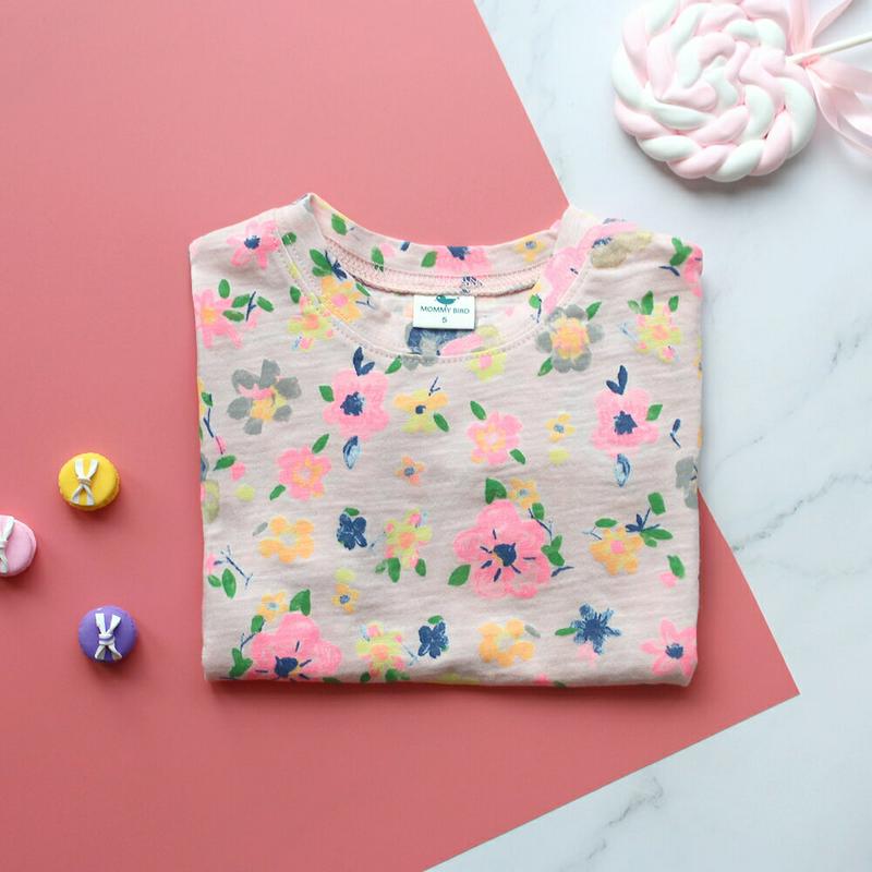 花柄半袖Tシャツ p001957 キッズ 【3~8才】【tops】【韓国 ファッション トップス Tシャツ カットソー ラウンド