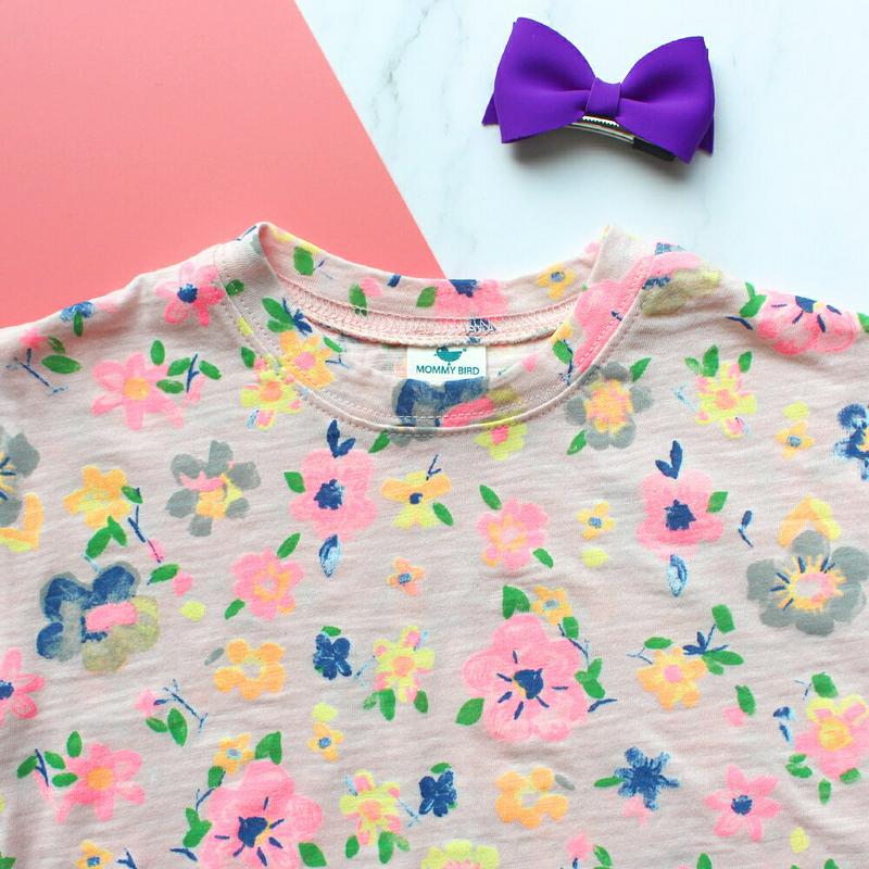 花柄半袖Tシャツ p001957 キッズ 【3~8才】【tops】【韓国 ファッション トップス Tシャツ カットソー ラウンド