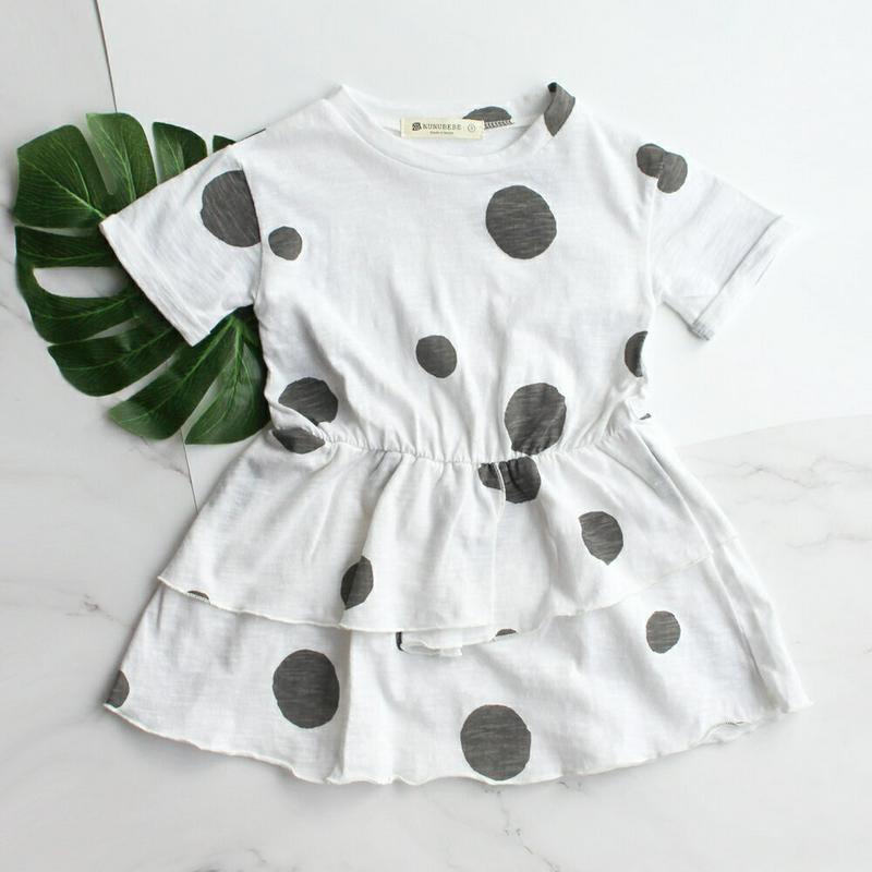 ドットティアードワンピース p001861 キッズ 【3~8才】【ops】【韓国 ファッション ワンピース フレアワンピース A