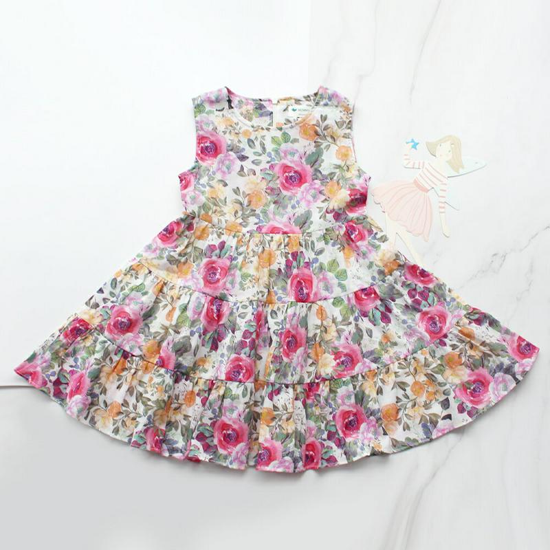 フローラルティアードワンピース p001865 キッズ 【3~8才】【ops】【韓国 ファッション ワンピース フレアワンピース