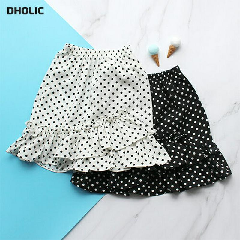 フリルヘムドットスカート p001949 キッズ 【3~8才】【sk】【韓国 ファッション ボトムス スカート ドット 水玉 柄