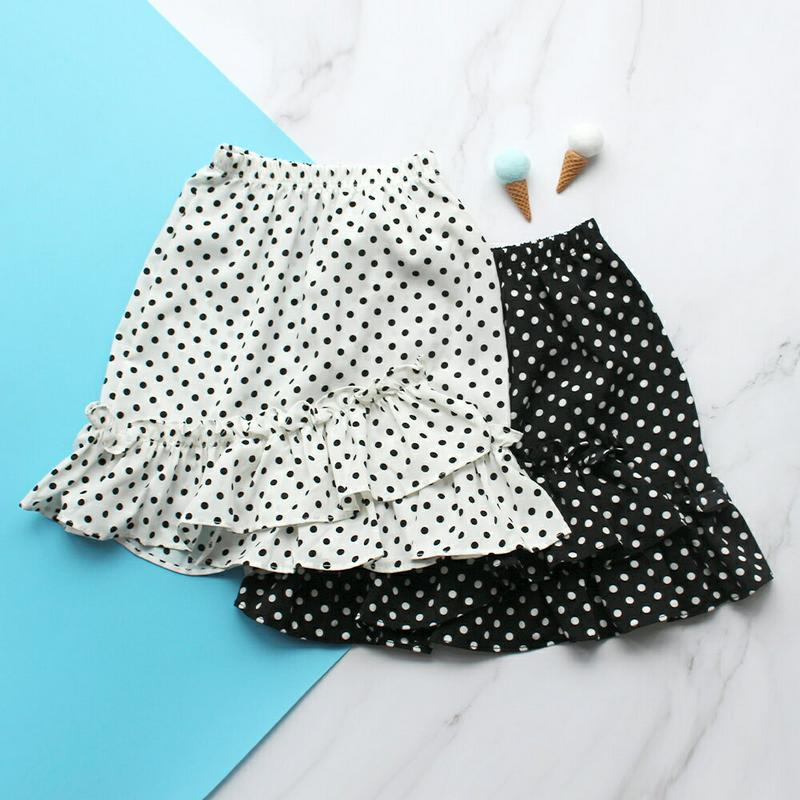 フリルヘムドットスカート p001949 キッズ 【3~8才】【sk】【韓国 ファッション ボトムス スカート ドット 水玉 柄
