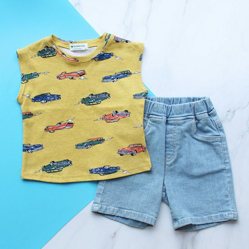 カープリントスリーブレス p001951 キッズ 【3~8才】【tops】【韓国 ファッション トップス スリーブレス ノースリ
