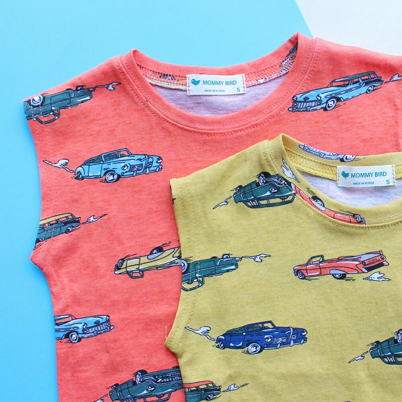 カープリントスリーブレス p001951 キッズ 【3~8才】【tops】【韓国 ファッション トップス スリーブレス ノースリ