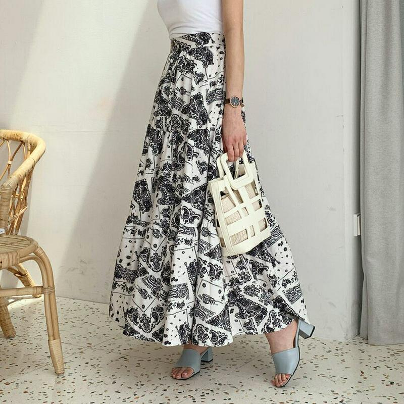 イージーペイズリースカート・全3色・b56026 レディース 【sk】【スカート ロングスカート ロング ペイズリー バンダナ柄