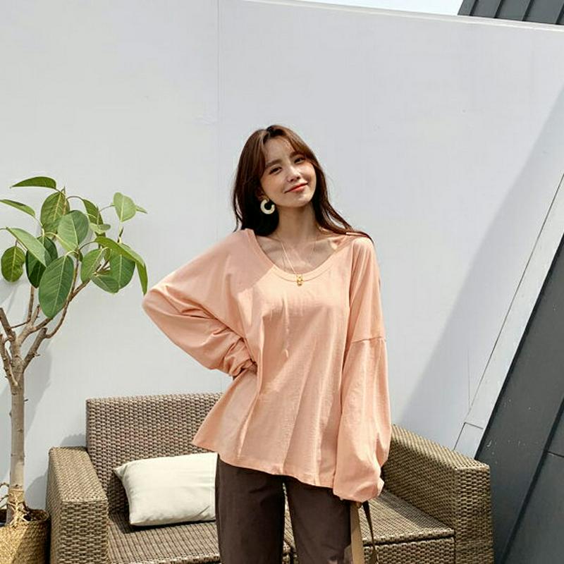 2WAYルーズTシャツ・全4色・t56015 レディース 【tops】【トップス 長袖 単色 無地 シンプル カジュアル ベーシ