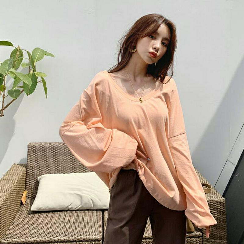 2WAYルーズTシャツ・全4色・t56015 レディース 【tops】【トップス 長袖 単色 無地 シンプル カジュアル ベーシ