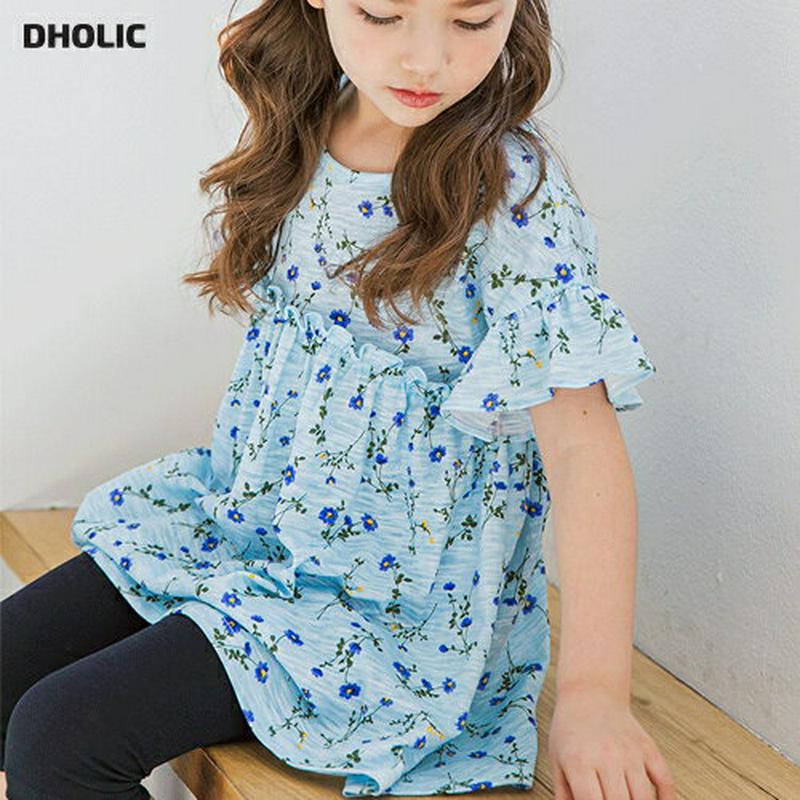 パターンフレアTシャツ&レギンスSET(ブルーネイビー)・p001978 キッズ【3~8才】【set】【セットset トップス 