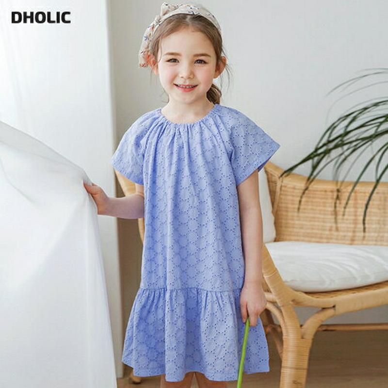 サークルパンチングワンピース(ブルー)・p001889 キッズ【3~8才】【ops】【ワンピース ミディ丈 ミディワンピース パ