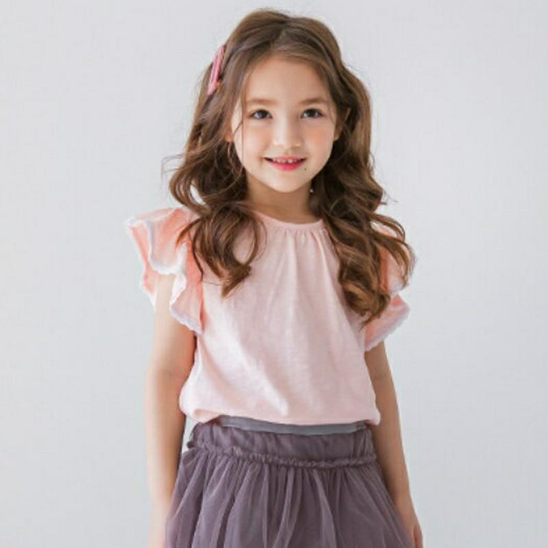 レースフリルスリーブTシャツ(ピンク)・p001972 キッズ【3~8才】【tops】【トップス Tシャツ フリル フリルスリー