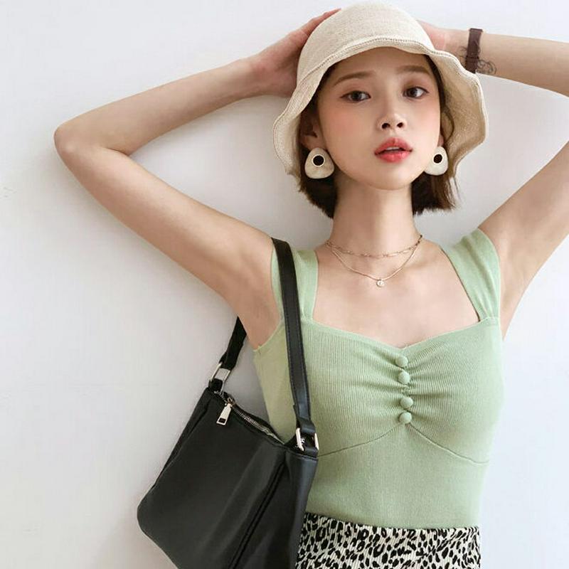 くるみボタンスクエアスリーブレス・全3色・e56006 レディース 【tops】【トップス スリーブレス ノースリーブ くるみボ