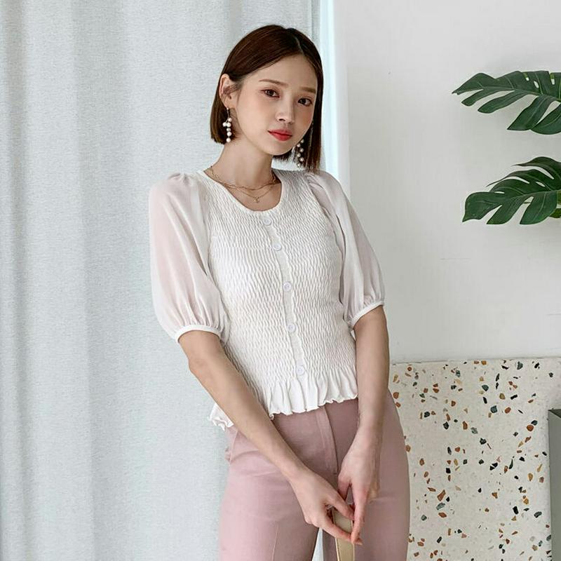 シアースリーブリンクルニット・全3色・b56016 レディース 【tops】【トップス ニット ニットトップス リンクル シアー