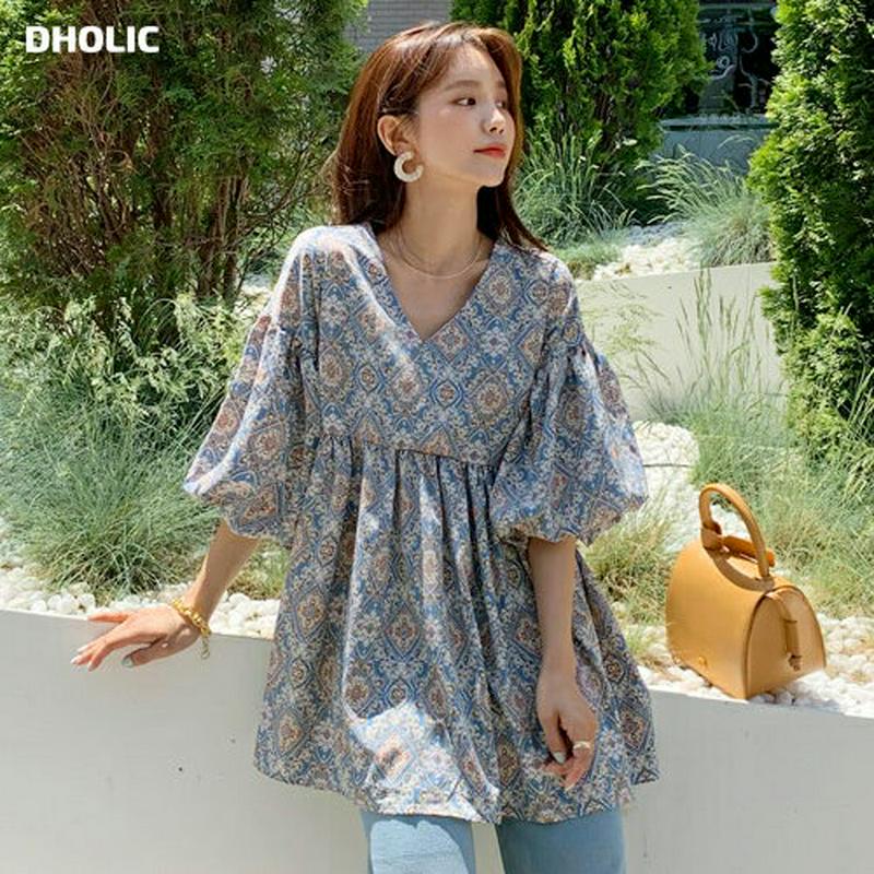 【只今10%OFF】≪人気商品再入荷≫Vネックペイズリーブラウス・全2色・b56017 レディース 【bl】 韓国 ファッション トップス ブラウス 七分丈 七分袖 7分丈 7分袖 ペイズリー バンダナ柄 Vネック エスニック 春 夏