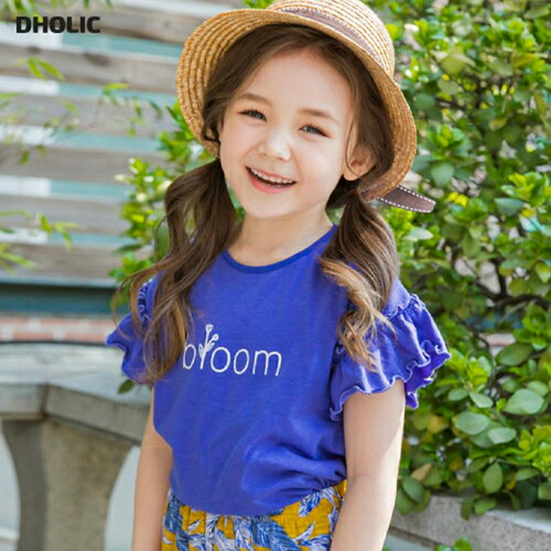 レタリングウェーブラインTシャツ(ブルー)・p002006 キッズ【3~8才】【tops】【トップス Tシャツ 半袖 レタリング