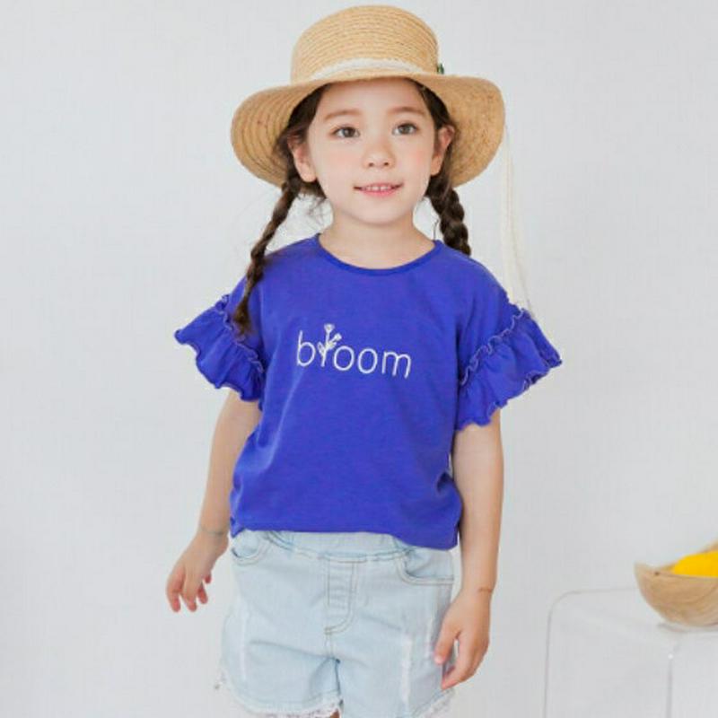 レタリングウェーブラインTシャツ(ブルー)・p002006 キッズ【3~8才】【tops】【トップス Tシャツ 半袖 レタリング