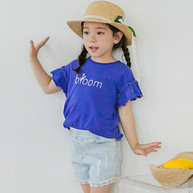 レタリングウェーブラインTシャツ(ブルー)・p002006 キッズ【3~8才】【tops】【トップス Tシャツ 半袖 レタリング