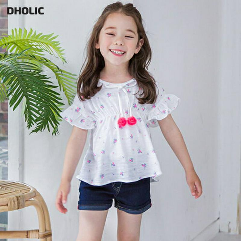 ポンポンストラップTシャツ(ホワイト)・p002000 キッズ【3~8才】【tops】【トップス Tシャツ 半袖 フリル ポンポ