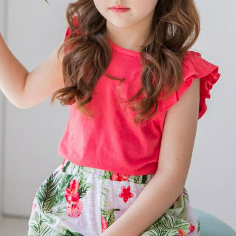 フリルスリーブレス(ピンク)・p001969 キッズ【3~8才】【tops】【トップス Tシャツ スリーブレス ノースリーブ タ