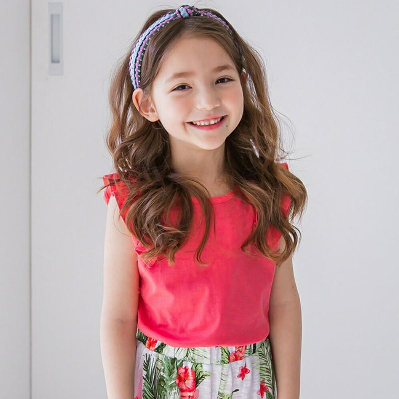 フリルスリーブレス(ピンク)・p001969 キッズ【3~8才】【tops】【トップス Tシャツ スリーブレス ノースリーブ タ