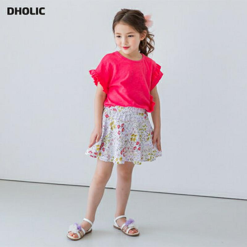 フリルTシャツ&花柄スカートパンツSET(ピンク)・p001974 キッズ【3~8才】【set】【セット set トップス Tシ