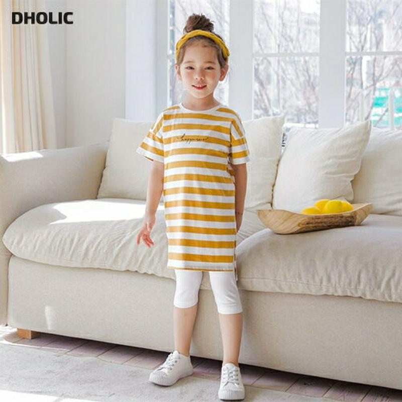 英字ボーダーT&レギンスSET(マスタード)・p002009 キッズ【3~8才】【set】【セット set トップス Tシャツ 