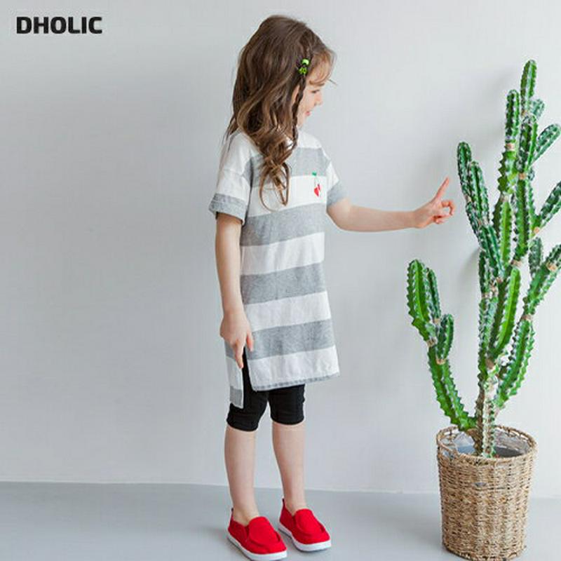 チェリーボーダーTシャツ&レギンスSET(グレー)・p001935 キッズ【3~8才】【set】【set セット トップス Tシ