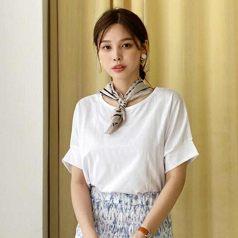 ツイストヘムTシャツ・全5色・b62161 レディース【tops】【トップス Tシャツ 半袖 単色 無地 シンプル ベーシック 