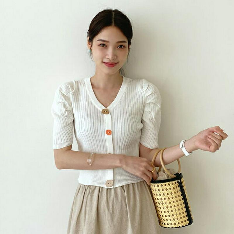 マルチボタンリブニット・全4色・b62159 レディース【tops】【トップス ニット ニットトップス リブ リブニット リブト
