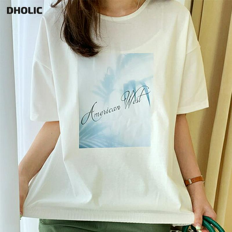 プリントゴムヘムTシャツ・全4色・b62153 レディース【tops】【トップス Tシャツ 半袖 ハーフスリーブ プリント プリ
