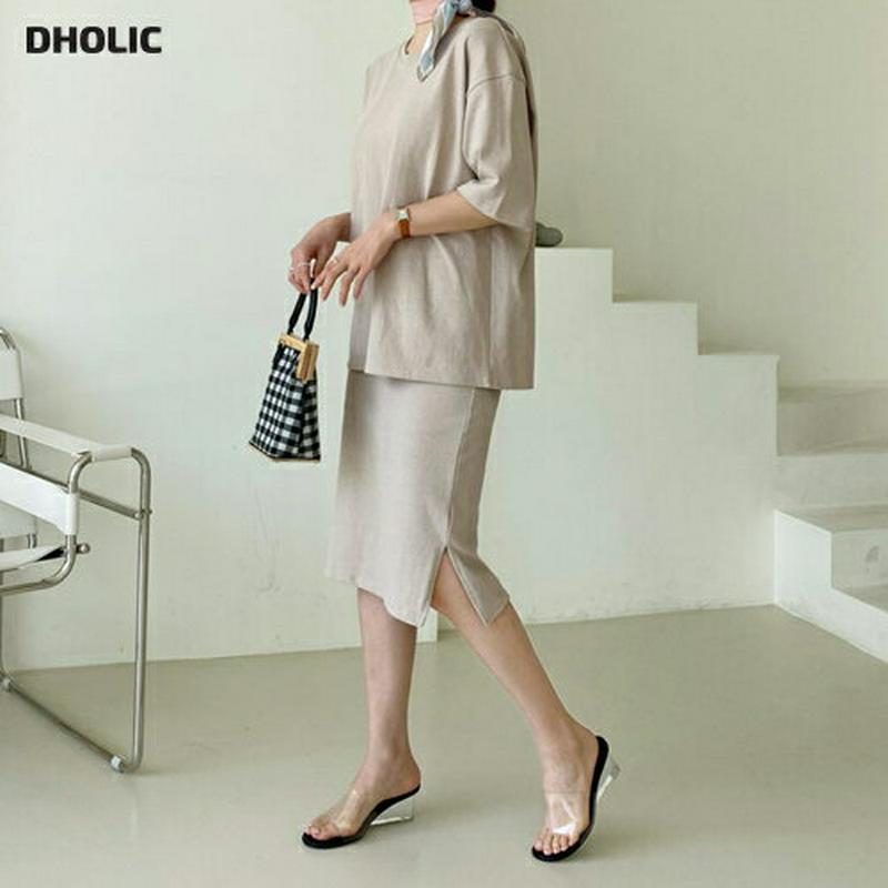 コットンTシャツ&スカートSET・全3色・t62144 レディース【ops】【セットアップ setup トップス Tシャツ 半袖