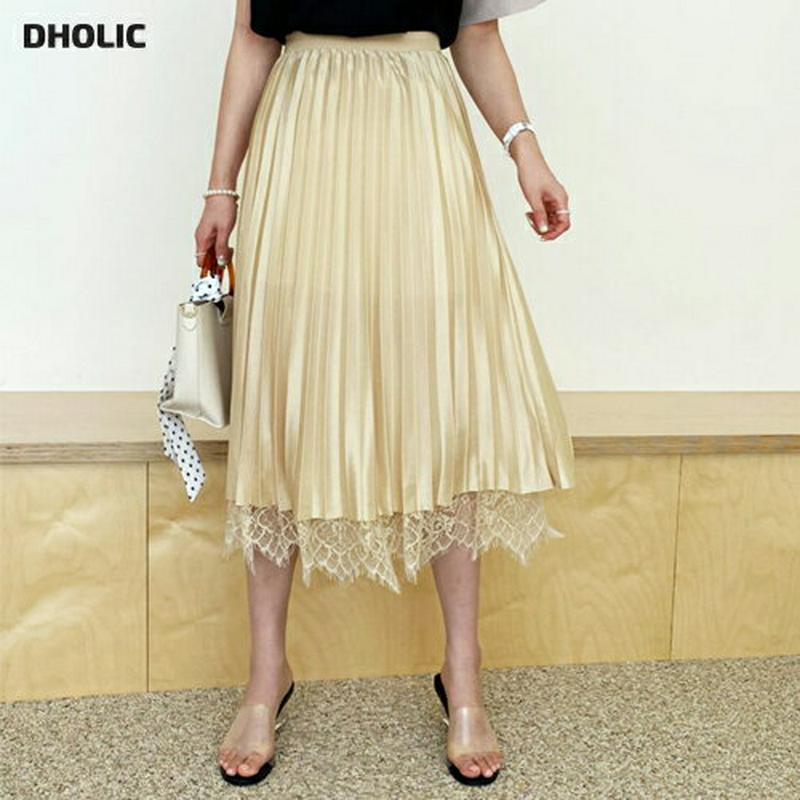 レースプリーツリバーシブルスカート・全4色・b62165 レディース【sk】【スカート ミディ丈 ミディスカート リバーシブル 