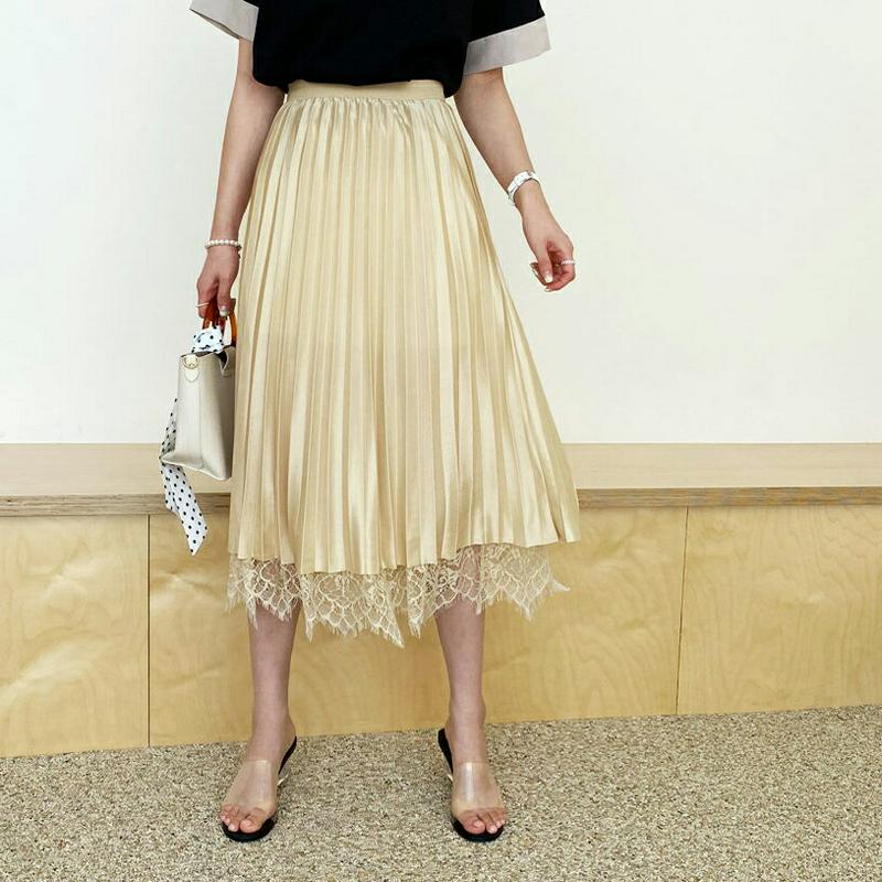 レースプリーツリバーシブルスカート・全4色・b62165 レディース【sk】【スカート ミディ丈 ミディスカート リバーシブル 