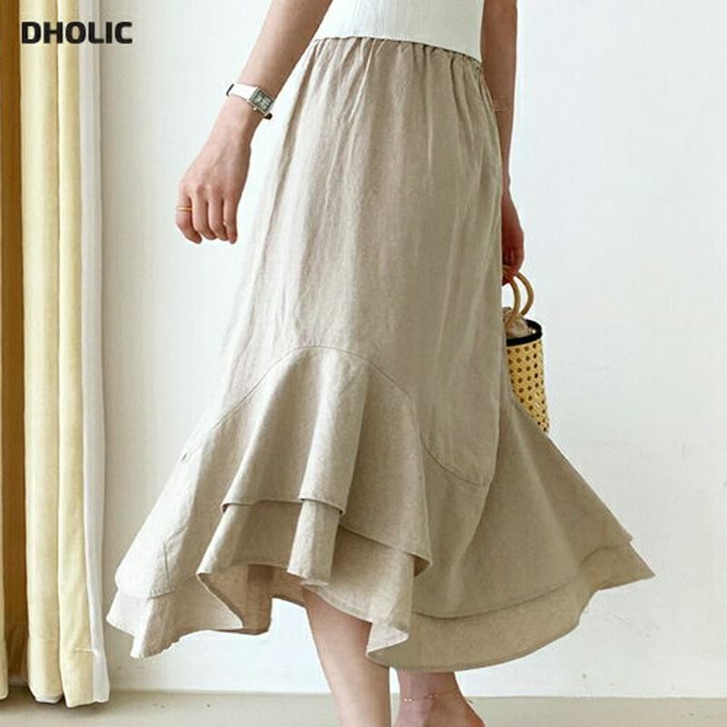 ラッフルへムスカート・全3色・b62168 レディース【sk】【スカート ロング ロングスカート ラッフル フリル 単色 フェミ