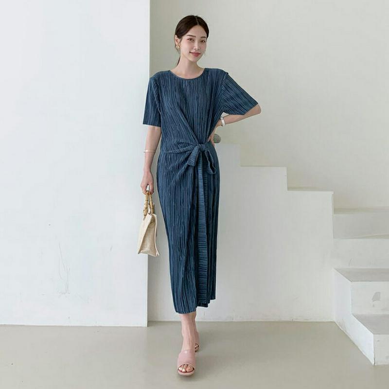 プリーツラップワンピース・全3色・b62147 レディース【osps】【ワンピース ロング ロングワンピース プリーツ プリーツ