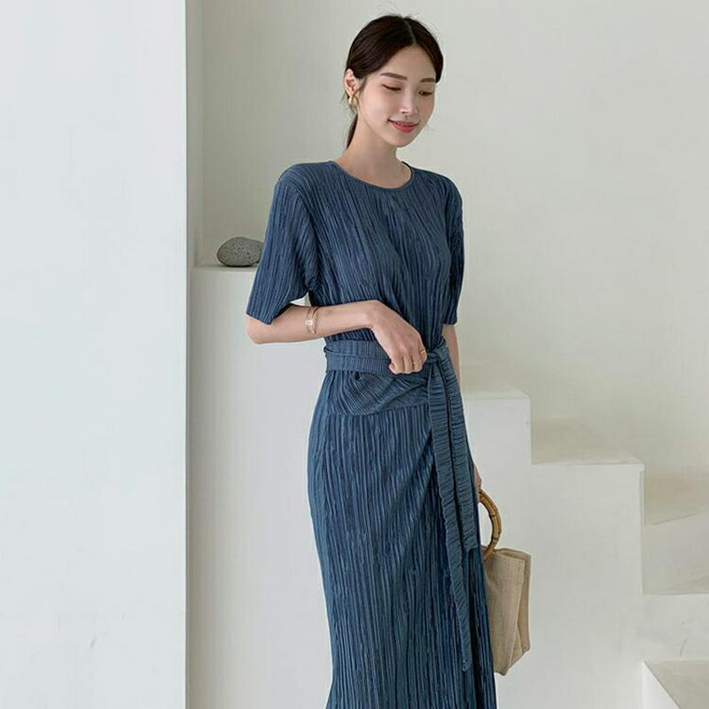 プリーツラップワンピース・全3色・b62147 レディース【osps】【ワンピース ロング ロングワンピース プリーツ プリーツ