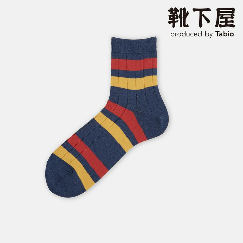 【全品送料無料★〜4/16 23:59迄】【あす楽】【Tabio MEN】 メンズ リブ2色ボーダーショート丈 / 靴下屋 靴下 タビオ くつ下 ソックス ショート メンズ 日本製