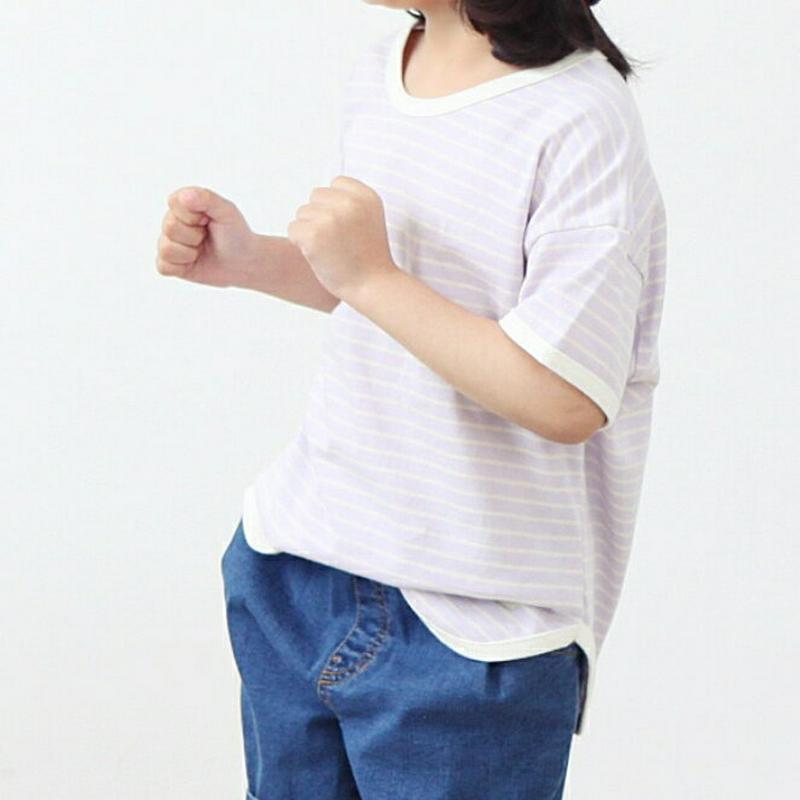 パステルボーダーTシャツ・p002223 キッズ【3~8才】【tops】【トップス Tシャツ ボーダー 柄 カジュアル パステル ラフ 女の子 男の子 子供 こども 子供服 こども服】【KIDS】