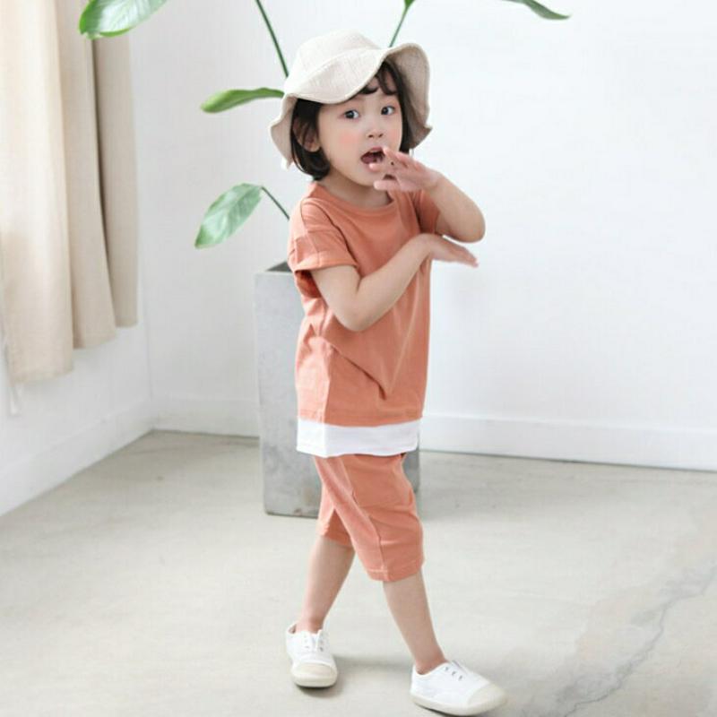ワンポケット上下SET・p002219 キッズ【3~8才】【set】【セットアップ トップス Tシャツ 半袖 パンツ ズボン カジュアル 単色 無地 シンプル ベーシック カジュアル 女の子 男の子 子供 こども 子供服 こども服】【KIDS】