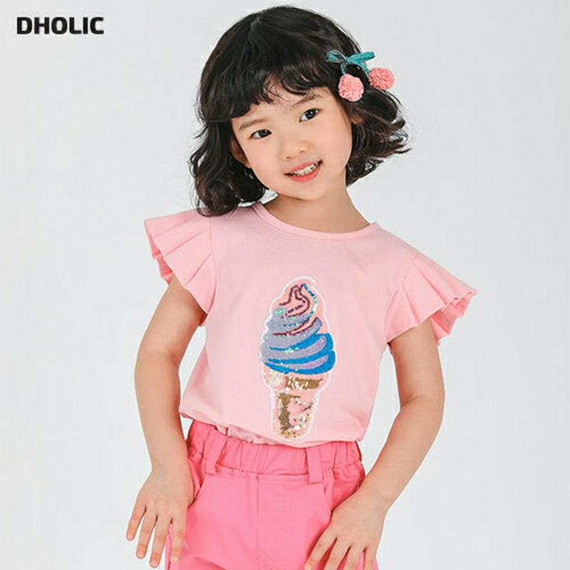 アイスクリームスパンコールTシャツ・p002156 キッズ【3~8才】【tops】【トップス Tシャツ 半袖 ショートスリーブ スパンコール アイス アイスクリーム 可愛い かわいい ガーリー 女の子 子供 こども 子供服 こども服】【KIDS】
