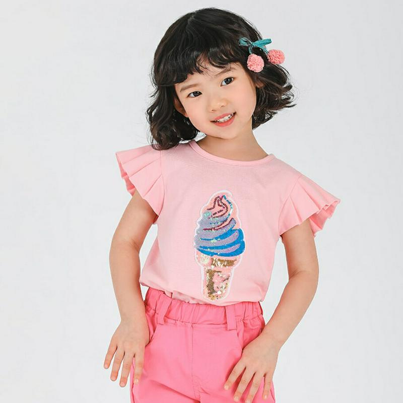 アイスクリームスパンコールTシャツ・p002156 キッズ【3~8才】【tops】【トップス Tシャツ 半袖 ショートスリーブ スパンコール アイス アイスクリーム 可愛い かわいい ガーリー 女の子 子供 こども 子供服 こども服】【KIDS】